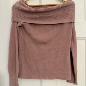 Leith Mauve Off-the-Shoulder Sweater